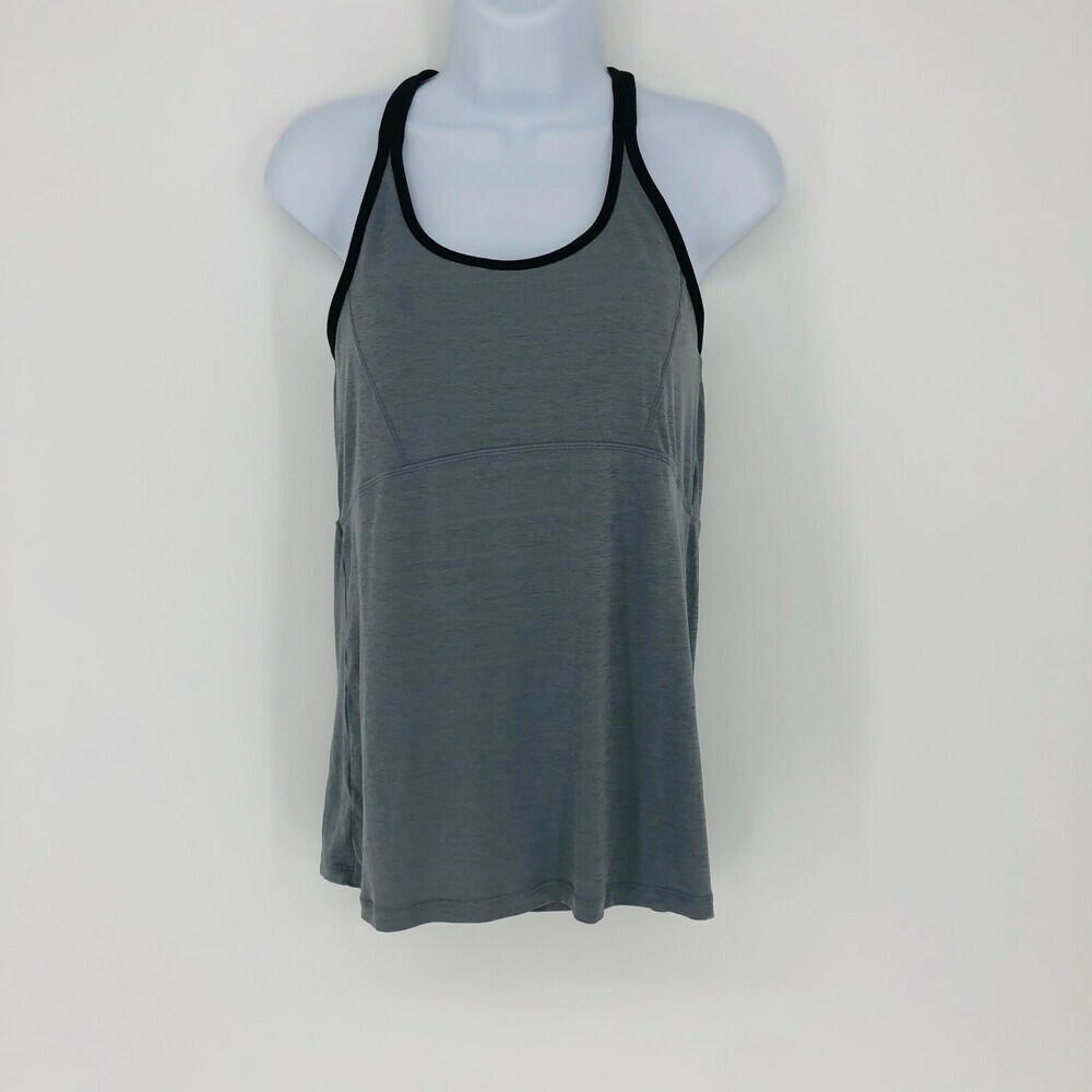 Athleta Small Reach & Restore Tank Gray Black Workout Tank Top Yoga Fitness